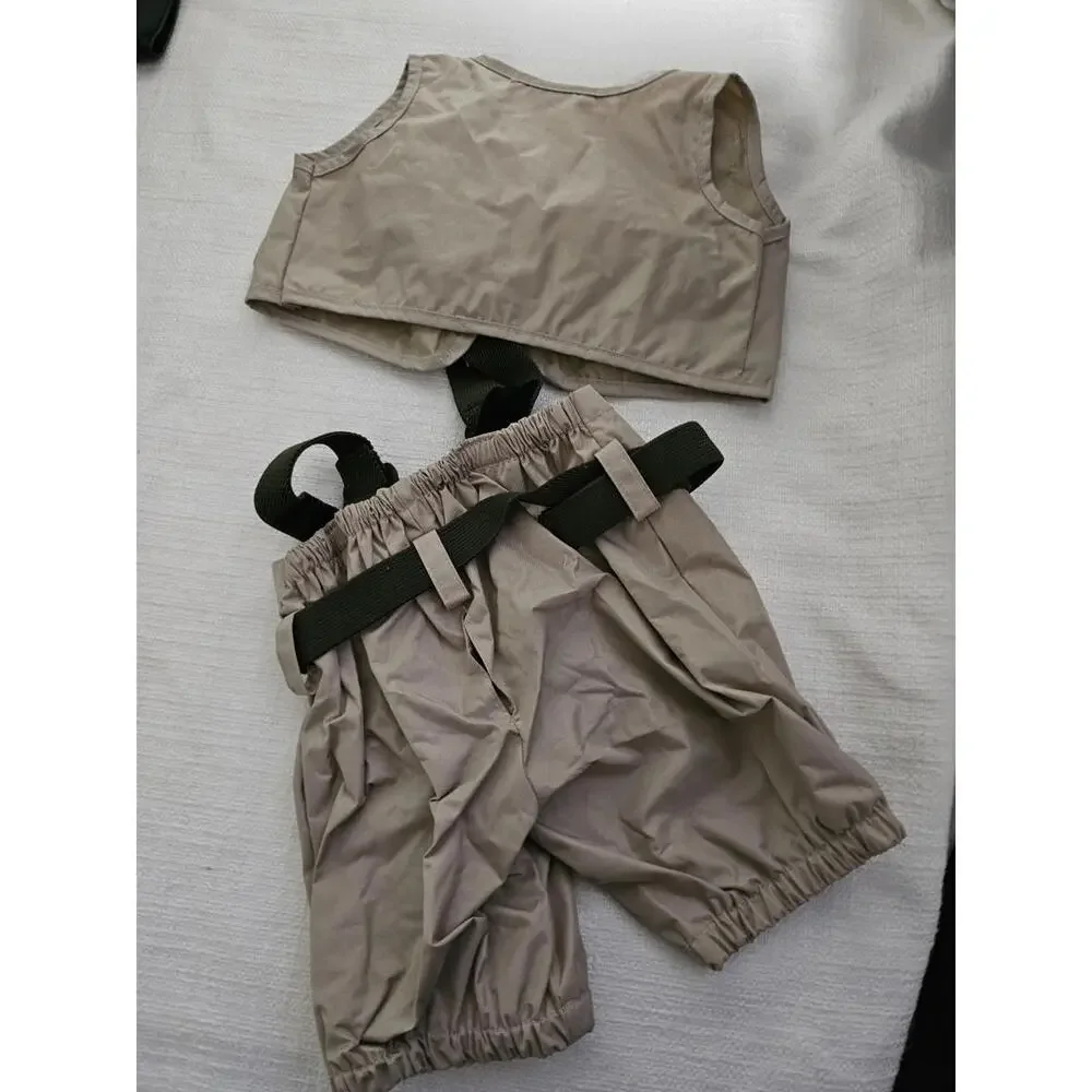 BABW Build A Bear Workshop Fisherman Vest Suspender Pants Tan Fishing Outfit Set
